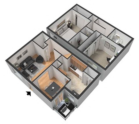Floor plan for 2 beds, 1.5 baths, 1338 sqft